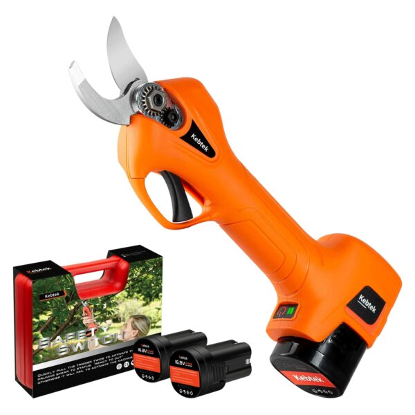 Kebtek Electric Secateurs,16.8V Cordless Pruning Shears Battery Powered Pruner Electric Branch Scissors with Brushless Motor, 25mm Max Diameter (YDN-B007)