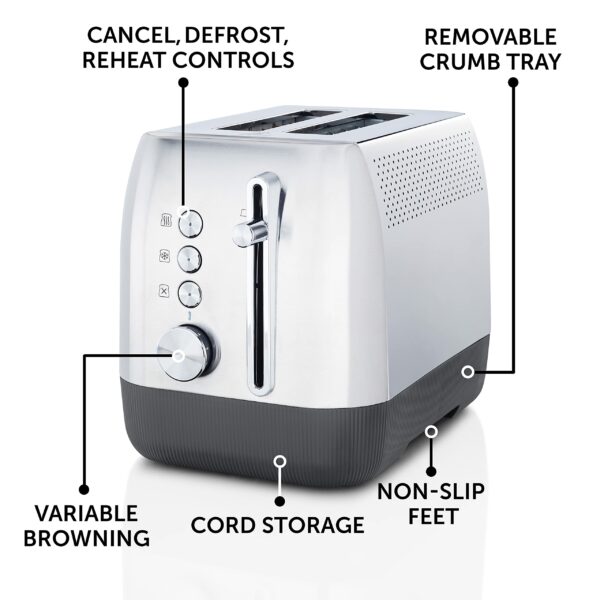 Breville Edge Deep Chassis 2 Slice Toaster | Toasts All the Way to the Top | Brushed Stainless Steel | [VTT981]