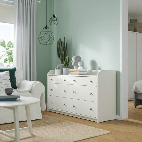 IKEA HAUGA Chest of 6 Drawers, 138x84 cm, White
