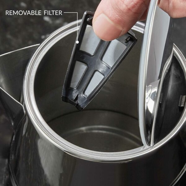 Andrew James Electric Kettle Fast Boil Kettle, Energy Efficient Quiet Kettle, Cordless Kettle with 1.7L Water Jug, 360˚ Swivel Base Quick Boil Kettle with Filter - Reusable Filter 3000W (Black)