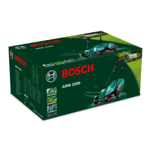 Bosch Electric Lawnmower ARM 3200 (1200 W, Cutting Width: 32 cm, with Additional Blade Included, in Carton Packaging) – Amazon Edition