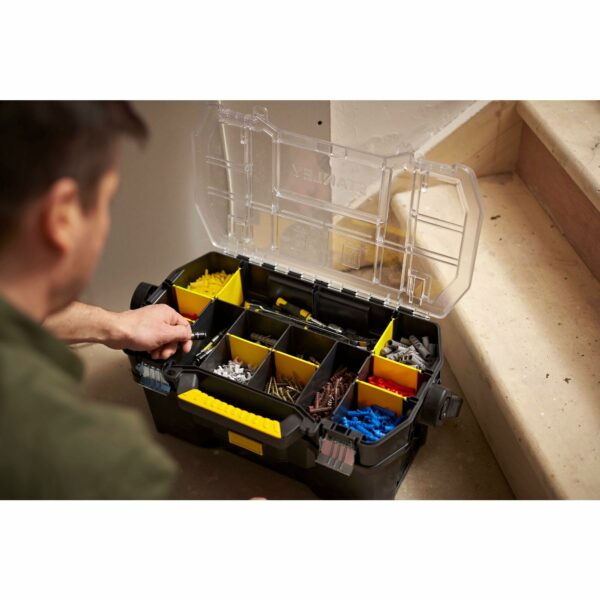 Stanley Toolbox Tote Plus Storage Organiser, Heavy Duty Metal Latch, Removable Dividers, 19 Inch, STST1-70317