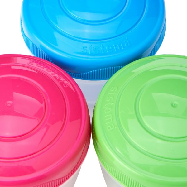 Sistema TO GO Mini Bites Snack Pots | 130 ml | Stackable Snack Boxes with Lids | BPA-Free | 3 Count