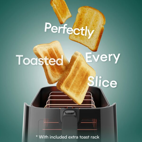CHEFREE Air Fryer, 6-in-1 Smart Programmes, Health Air Fryer and Toaster, ViewCook Window, 5L Family Sized Yet Compact, Oil Free & Less Fat & Saving Energy - AFW01, Black