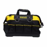 Stanley Fatmax Technician Tool Bag, Heavy Duty 600 Denier and Leather, Multifunctional Tool Storage Organiser, 18 Inch, Black/Yellow, 1-93-950