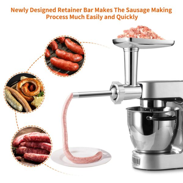 Gdrtwwh Meat Grinder Attachment Compatible with All Chef and KMix Food Machines Includes 2 Sausage Stuffer Tubes,4 Screens and 1 Adapter