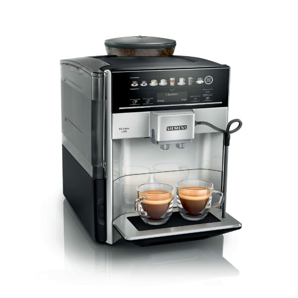 SIEMENS EQ6 plus S300, Fully Automatic Bean to Cup Espresso Coffee Machine with Cappuccinatore milk system, 10 coffee beverages, 2 user profiles - TE653M11GB, Titanium