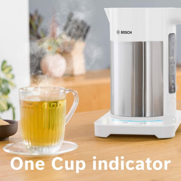 Bosch Sky Cordless Kettle TWK7201GB 7 Variable Temperature settings & KeepWarm function, 1.7 Litres, White/Silver