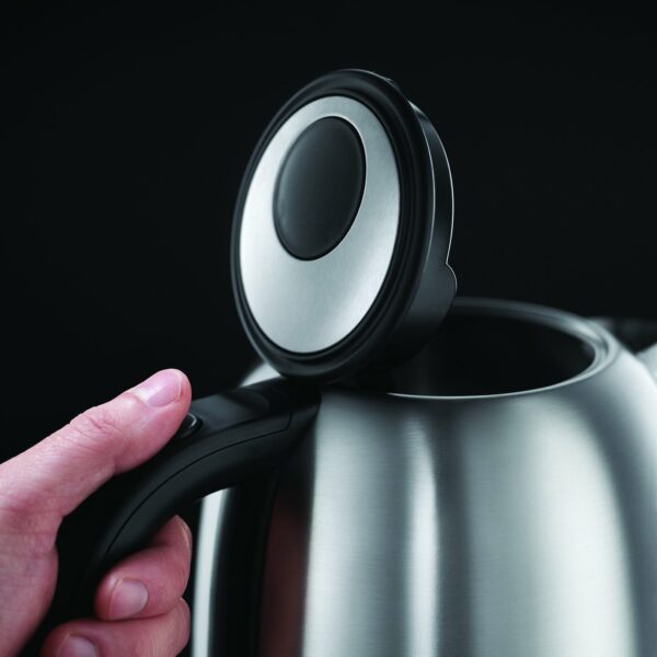 Russell Hobbs Brushed Stainless Steel & Black Electric 1.7L Cordless Kettle (Fast Boil 3KW, Removable washable anti-scale filter, Push to open lid, Perfect pour spout) 20441