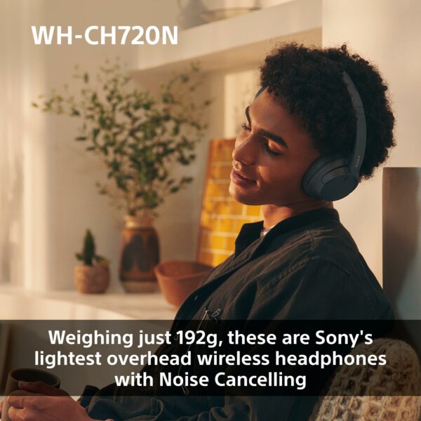Sony WH-CH720N Wireless Bluetooth Noise Cancelling Over-Ear Headphones, Ambient Sound Mode, Lightweight Design, up to 50 hr battery life, iOS & Android - Black