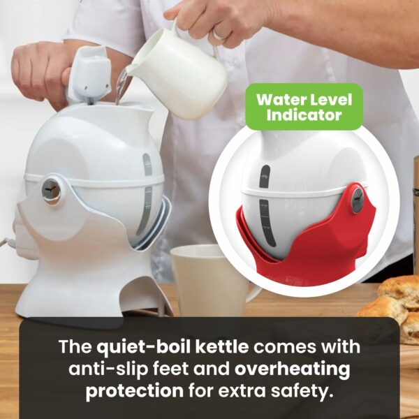 Uccello Electric Safety Kettle | Black Tipper Base Included | Effortless Pour Every Time | Daily Living Drinking Aid For Disabled and Seniors | 1.5 Liters | Black and White