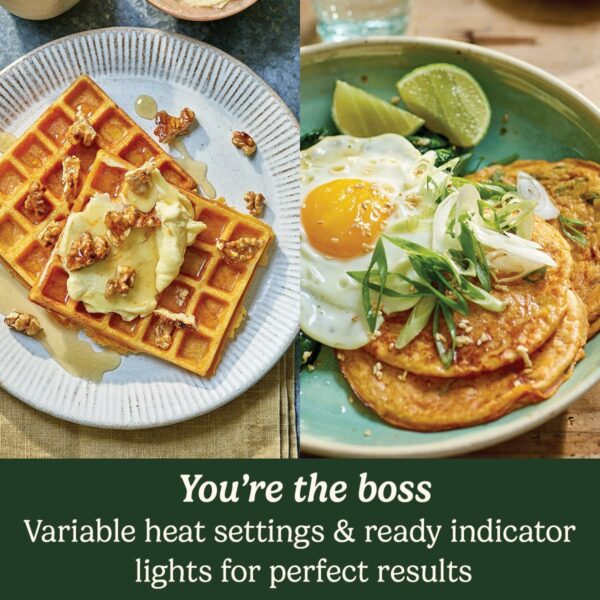 Cuisinart Waffle & Pancake Maker, Electric grill, even cooking, Non-stick Removable, interchangeable plates, Dishwasher safe, 210°C, Frosted Pearl