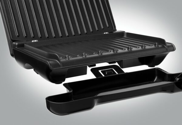 George Foreman Medium Electric Steel Grill [Non stick, Healthy, Griddle, Toastie, Hot plate, Panini, BBQ, Energy saving, Vertical storage, Easy clean, Drip tray, Ready to cook light] Grey, 1650W 25041