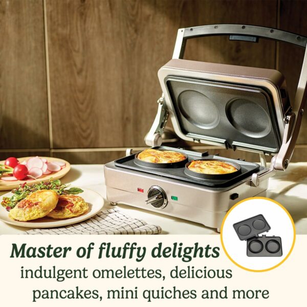 Cuisinart Waffle & Pancake Maker, Electric grill, even cooking, Non-stick Removable, interchangeable plates, Dishwasher safe, 210°C, Frosted Pearl
