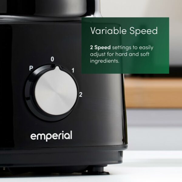 Emperial Food Processor and Blender – 2L Bowl, 1.8L Jug, Multifunctional 8in1 Citrus Juicer, Shredder, Slicer, Emulsifier & Grater – Features 2 Speeds + Pulse Control