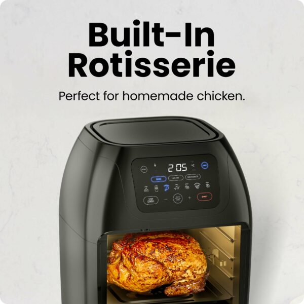 CHEFMAN 5 in 1 Air Fryer Oven with Rotisserie, 10L 1800W, 17 Presets Air Fry, Dehydrator, Roast, Bake, Family Size Large Air Fryer with Auto Shutoff and View Window, Black