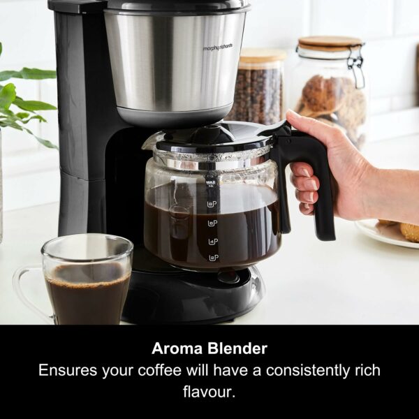 Morphy Richards Equip Filter Coffee Machine, Coffee Maker for Instant Coffee, Pour Over Technology, 10 Cup, Anti Drip