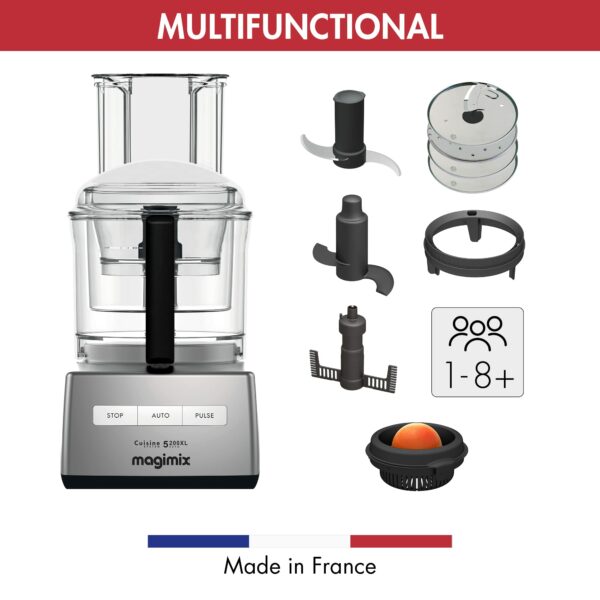 Magimix 5200XL Food Processor | 3.7L BPA-Free Bowl | Quiet & Powerful Motor | Multifunctional 7 in 1 Solution | Satin | 18591