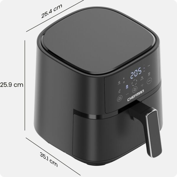 Chefman 3.8L Air Fryer, Touch Controls with 4 Presets, Compact Air Fryer with Hi-Fry Technology for Extra Crisp, Quick & Easy Meals, Nonstick & Dishwasher Safe Basket, Black
