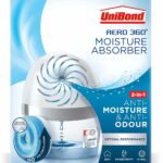UniBond AERO 360º Moisture Absorber, 1 Device incl. 1 Refill Tab 450g, Ultra-Absorbent Dehumidifier, Helps to Prevent Condensation, Mould & Musty Smells, Recyclable, Refillable Condensation Absorber