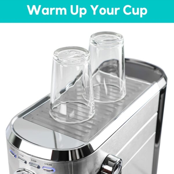 Casabrews Espresso Machine CM5418 1L Removable Water Tank for Cappuccino, Latte, Silver