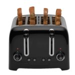 Dualit 4 Slice Lite Toaster | 2kW Toasts 120 Slices an Hour | Polished with High Gloss Black Trim | Bagel & Defrost Settings | 36 mm Wide Slots | 46205