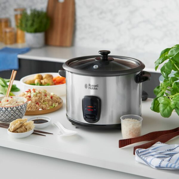 Russell Hobbs Electric Rice Cooker & Steamer - 1.8L (10 cup) Keep warm function, Removable non stick bowl, Easy to clean, Steamer basket, measuring cup & spoon inc, Energy saving, 700W, 19750