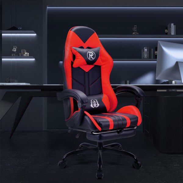 Play haha.Gaming chair Office chair Swivel chair Computer chair Work chair Desk chair Ergonomic Chair Racing chair Leather chair Video game chairs (Red,With footrest), 8021