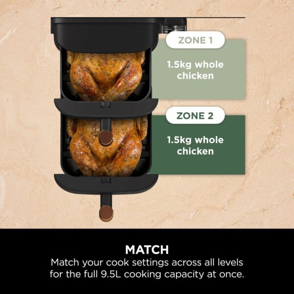 Ninja Double Stack XL Air Fryer, Vertical Dual Drawer Air Fryer with 4 cooking levels, 2 Drawers, 2 Racks, Space Saving Design, 9.5L