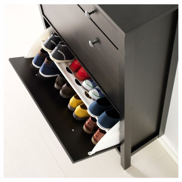 HEMNES shoe cabinet with 2 compartments 89x30x127 cm black-brown