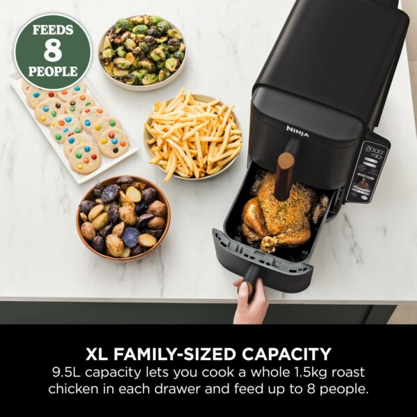 Ninja Double Stack XL Air Fryer, Vertical Dual Drawer Air Fryer with 4 cooking levels, 2 Drawers, 2 Racks, Space Saving Design, 9.5L