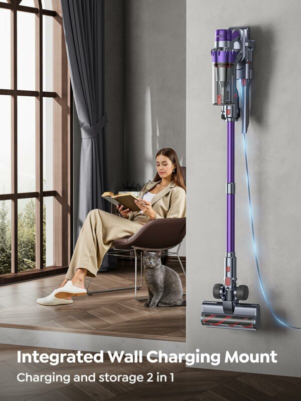 Smoture Cordless Vacuum Cleaner, 550W 45KPA Stick Vacuum with Touch Screen, Up to 60 Mins Runtime, Self-Standing Vacuum with Auto Mode