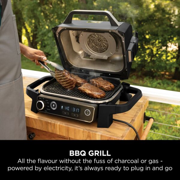 Ninja Woodfire Electric BBQ Grill Smoker, 7-in-1 Outdoor Grill Air Fryer, Roast, Bake, Dehydrate, Uses Woodfire Pellets, Weather Resistant
