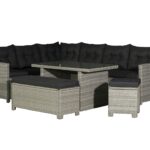 Backyard Furniture Barcelona Luxury 10 Seater Casual Dining Rattan Garden Set with Cushions, Grey/Brown, 191 x 177 x 87 cm