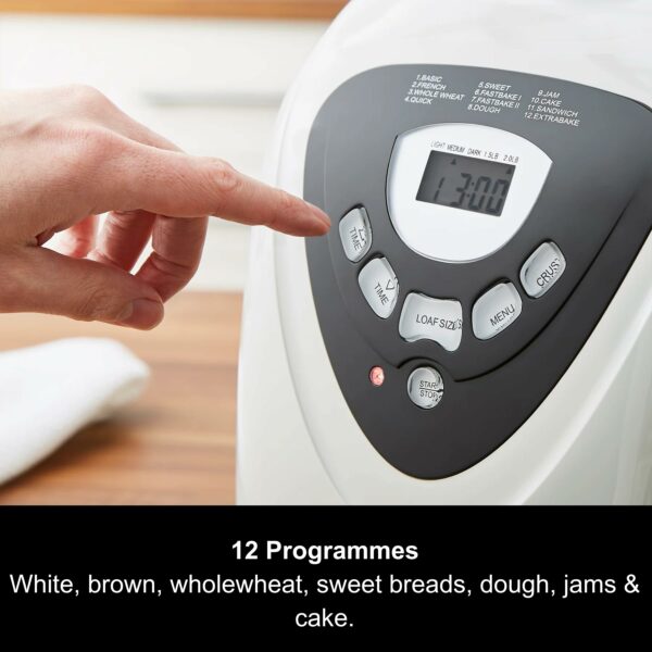 Morphy Richards Fastbake Breadmaker, 12 Programmes, 1.5lb, 2lb Loaf Sizes, 13 Hour Delay Timer, Keep Warm, 48281
