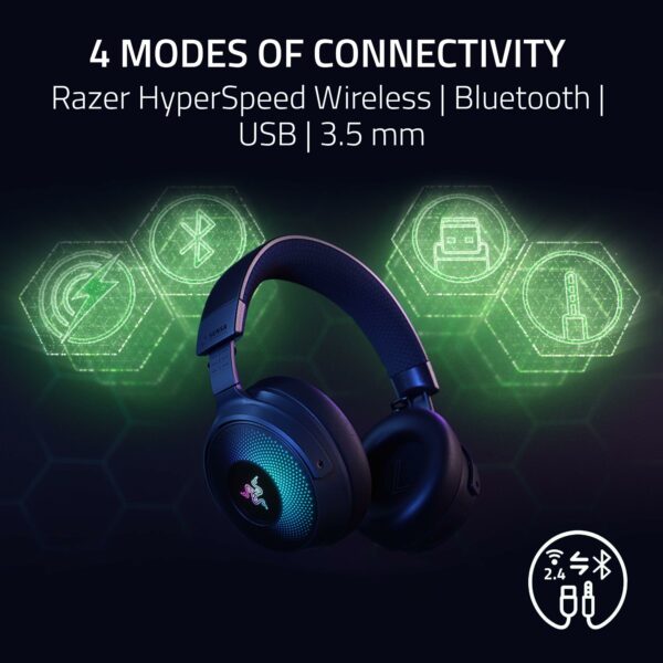 Razer Kraken V4 Pro - Wireless Gaming-Headset with OLED Control Hub - Sensa HD haptics - TriForce 40mm Drivers - HyperSpeed & Bluetooth - THX Spatial Audio | Black