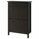 HEMNES shoe cabinet with 2 compartments 89x30x127 cm black-brown