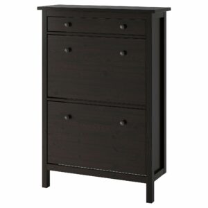 HEMNES shoe cabinet with 2 compartments 89x30x127 cm black-brown