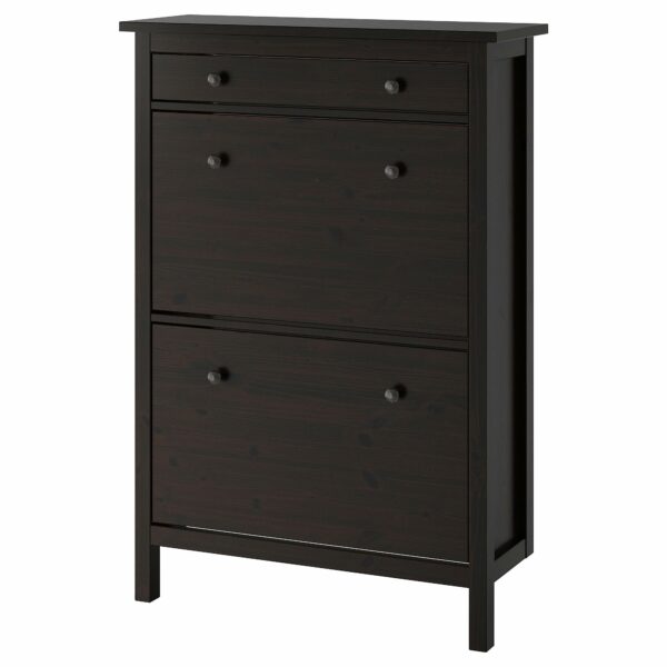 HEMNES shoe cabinet with 2 compartments 89x30x127 cm black-brown