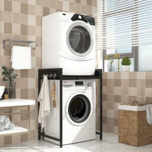 Dryer Stand Adjustable Portable Stacking Kit for Front Loader Washing Machine & Tumble Dryer - Space Saving Solution for Laundry With No Wall Mounting or Drilling - Strong Steel black