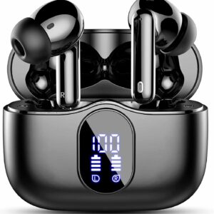 Wireless Earbuds, Bluetooth 5.3 Headphones In Ear with 4 ENC Noise Cancelling Mic, Btootos New Bluetooth Earbuds Mini Deep Bass Stereo Sound, 36H Playtime LED Display Wireless Earphones IP7 Waterproof