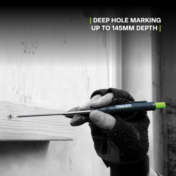 Tracer Deep Hole Construction Pencil Site Holster (120mm, Extendable 2B Construction Pencil with Inbuilt Sharpener)