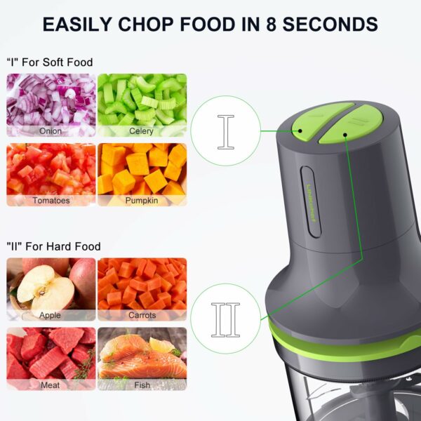 LINKChef Food Processor, Mini Chopper Food Processor Electric, 500ml Capacity Bowl, 2 Speed, 4 Bi-Level Blades, Power Cord Storage, Mini Food Processors for Meat, Vegetables,Onion and Baby Food, 260W