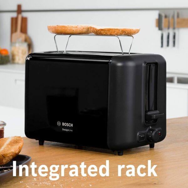 Bosch DesignLine Toaster TAT3P423GB DesignLine Toaster, Stainless Steel, 970 W, Black