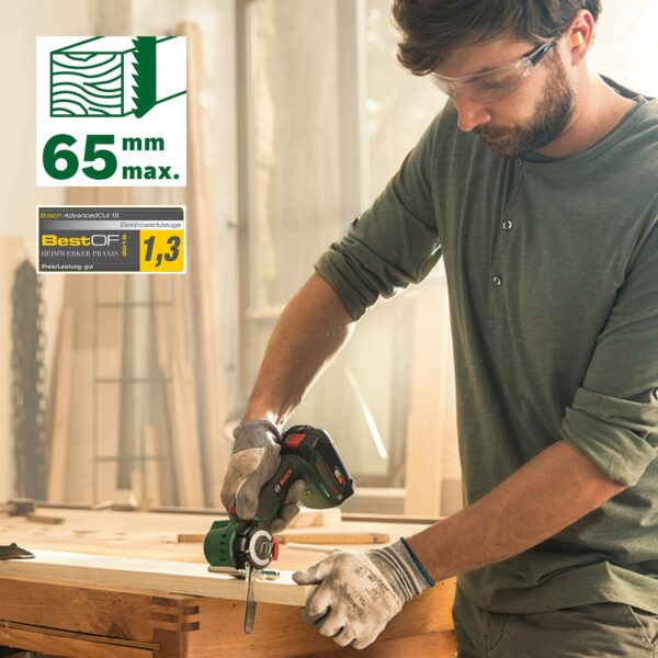 Bosch Home and Garden 18 Nanoblade Cordless Saw Advancedcut, 18 Volt System, in Carrying Case, Green