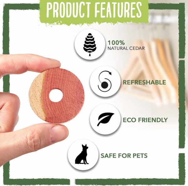 ecoKiwi Moth Repellent for Wardrobes Cedar Rings - 28 Pack - 100% Natural Cedar Balls - Anti Moth Products - Cedarwood Oil Moth Repellent for Rooms & Clothes - Moth Balls for Wardrobe with Sandpaper