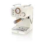 Swan Nordic Espresso Coffee Machine SK22110WHTN with Milk Frother, Steam Pressure Control, 1.2L Detachable Water Tank, 1100W, Nordic Cotton White
