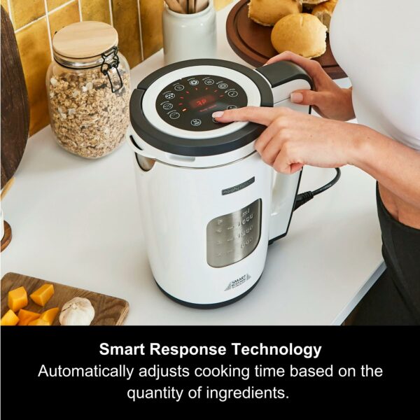 Morphy Richards 1.6L Total Control Soup Maker, Smart Response Technology, Portion Control, 9 Settings, Keep Warm Function, Cool Touch, Touchscreen Display, Stainless Steel Pan, White, 501020
