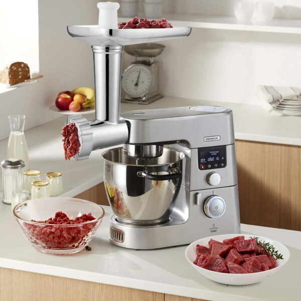 Gdrtwwh Meat Grinder Attachment Compatible with All Chef and KMix Food Machines Includes 2 Sausage Stuffer Tubes,4 Screens and 1 Adapter