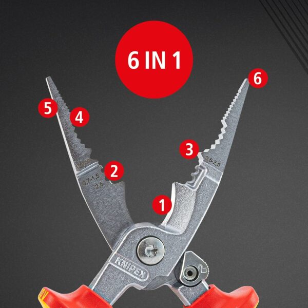 Knipex Pliers for Electrical Installation, VDE, Opening Spring, for Cutting Cable, Wire Stripping, Crimping, Gripping, Bending, 13 96 200